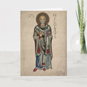Tarjeta Santo Nicholas del St Nick de la acuarela de Myra