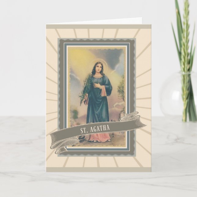 Tarjeta Santo patrón del St. Agatha del cáncer de pecho de (Anverso)