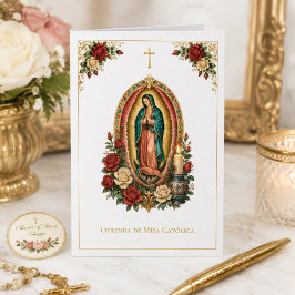 Tarjeta Santo Sacrificio Español de Ofrenda de la Misa de