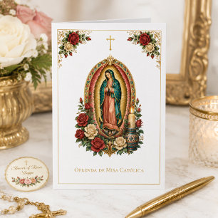 Tarjeta Santo Sacrificio Español de Ofrenda de la Misa de 
