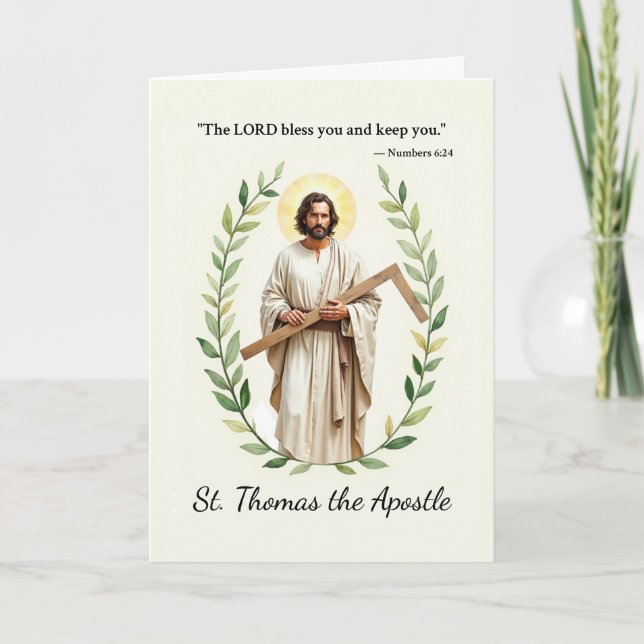 Tarjeta Santo Tomás Apóstol Paz y Bendiciones de Dios (Anverso)