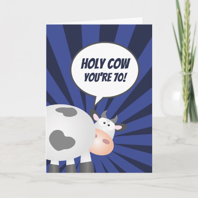 Tarjeta Santo Vaca, 70 años graciosos felices 70 años (Anverso)