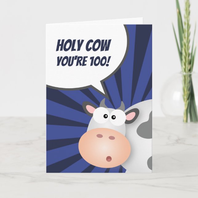 Tarjeta Santo Vaca Eres 100 Divertido por el cumpleaños de (Anverso)