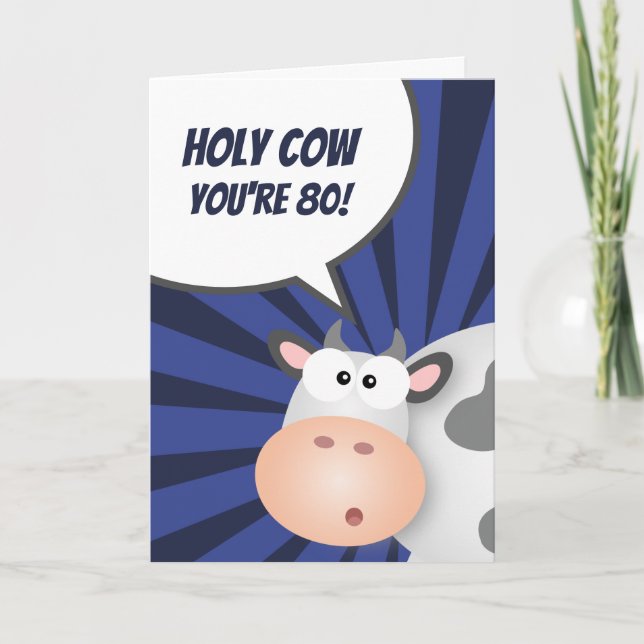 Tarjeta Santo Vaca Eres 80 Divertido Feliz 80 cumpleaños (Anverso)