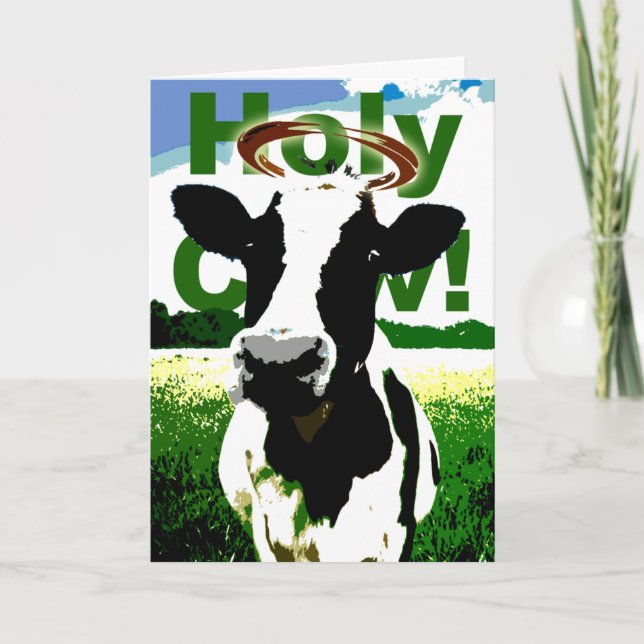 Tarjeta ¡Santo Vaca! ¡Es tu cumpleaños! Espero que sea fel (Anverso)