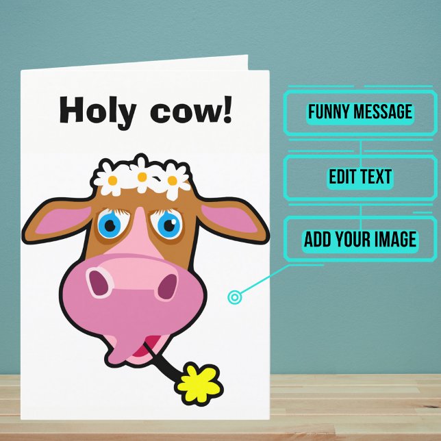 Tarjeta Santo Vaca, es tu cumpleaños gracioso (This funny card is for that loved one in your life who loves animas and has a sense of humor. )
