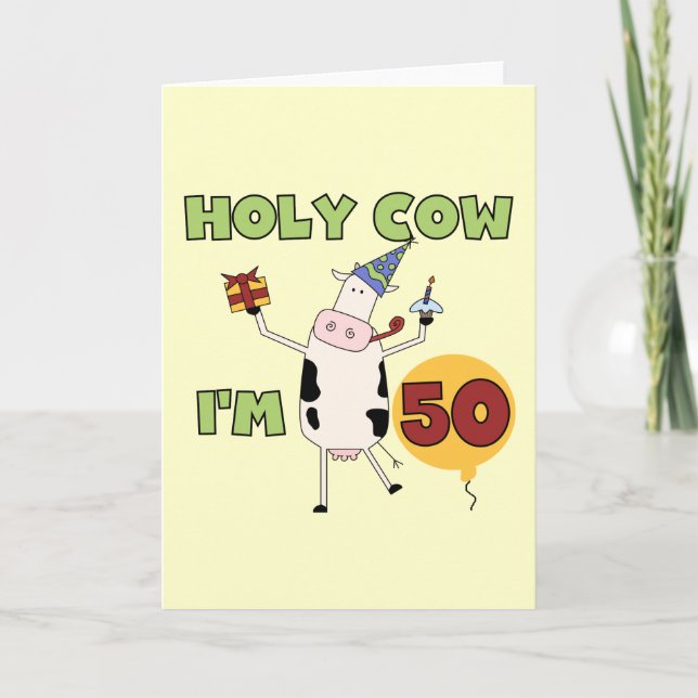 Tarjeta Santo Vaca Tengo 50 camisetas de cumpleaños y rega (Anverso)