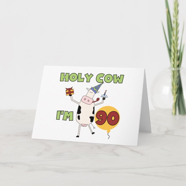 Tarjeta Santo Vaca Tengo 90 camisetas y regalos de cumplea (Anverso)