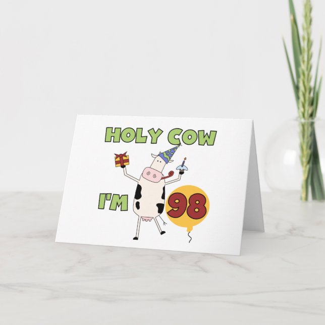 Tarjeta Santo Vaca Tengo 98 Camisas de Cumpleaños y Regalo (Anverso)