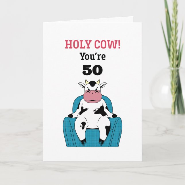 Tarjeta Santo Vaca tienes 50 60 70 cumpleaños sarcástico g (Anverso)