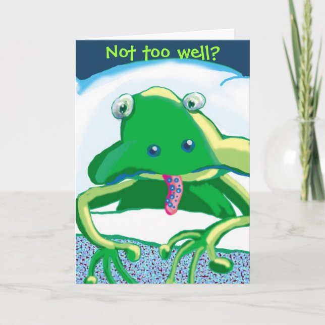 Tarjeta sapo triste enfermo, ¿no está muy bien? (Anverso)