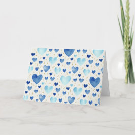Tarjeta Sapphire Tide Watercolor Hearts