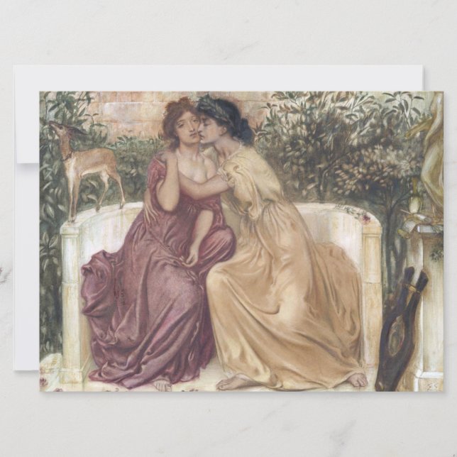 Tarjeta Sappho y Erinna en un jardín griego (amor de lesbi (Anverso)