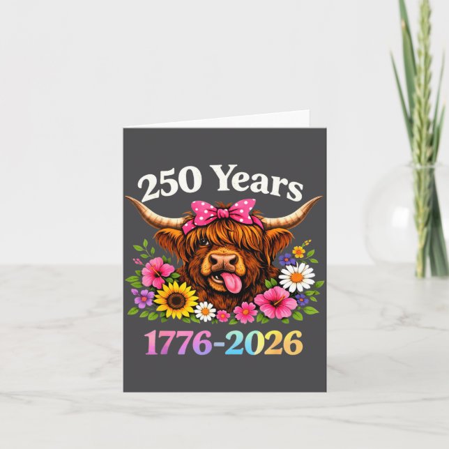 Tarjeta Sarcasm Highland Cow Happy New 250 Years American  (Anverso)