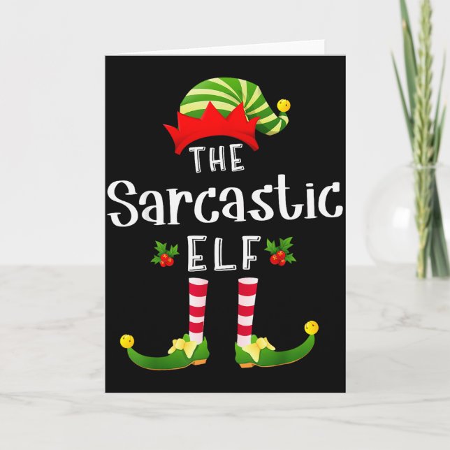 Tarjeta Sarcastic Christmas Elf Matching Pajama X-mas Part (Anverso)