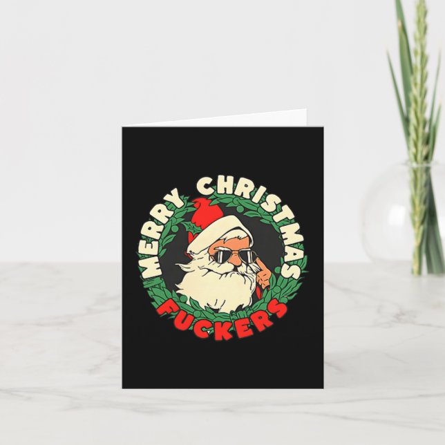 Tarjeta Sarcastic Christmas Merry Xmas Forer Funny Santa H (Anverso)