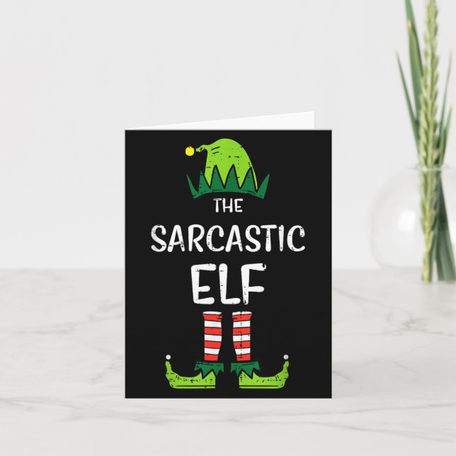 Tarjeta Sarcastic Elf Xmas Matching Christmas For Family M (Anverso)