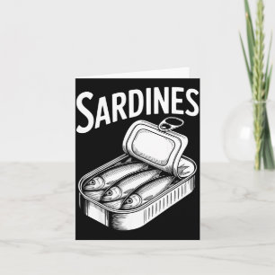 Tarjeta Sardinas pescado enlatado gourmet retro amante de