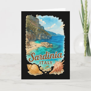 Tarjeta Sardinia Italia Acuarela Playa Viaje Recuerdo