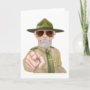 Tarjeta Sargento de Drill enojado Apuntando