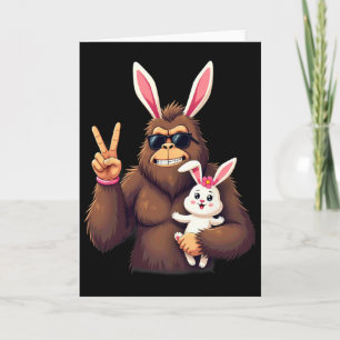 Tarjeta Sasquatch Bigfoot Conejo Gafas Pascua 1 
