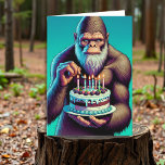 Tarjeta Sasquatch Bigfoot Funny Cumpleaños<br><div class="desc">Cumpleaños Sasquatch deseándole un cumpleaños legendario! Arte de Ai que representa a Bigfoot sosteniendo una tarta de cumpleaños a punto de hacer estallar las velas.</div>
