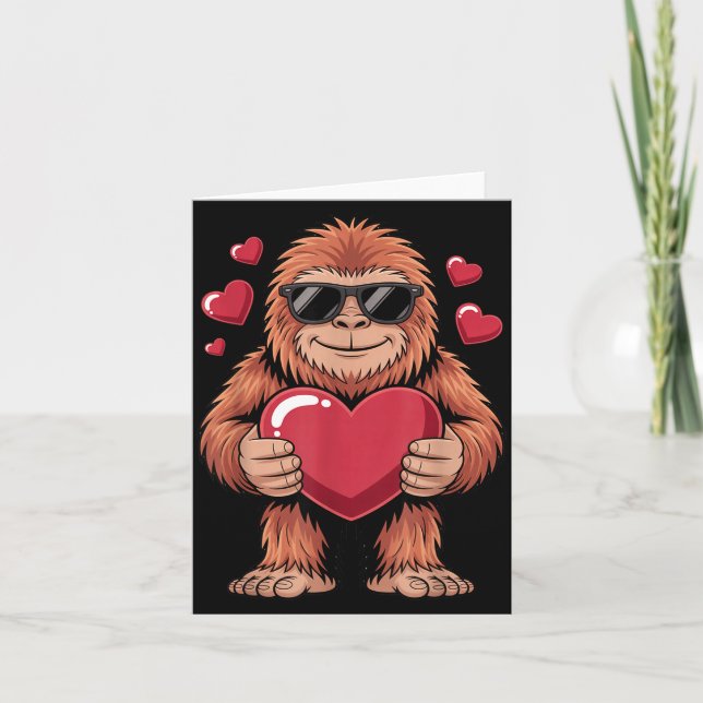 Tarjeta Sasquatch Día de San Valentín - Solteros con Coraz (Anverso)
