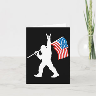 Tarjeta Sasquatch Divertido Rock And Roll Bandera De Estad