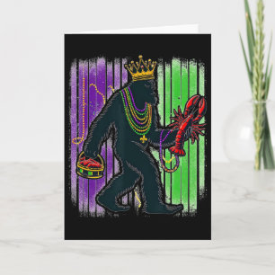 Tarjeta Sasquatch Mardi Gras Bigfoot Divertido Hombres Niñ