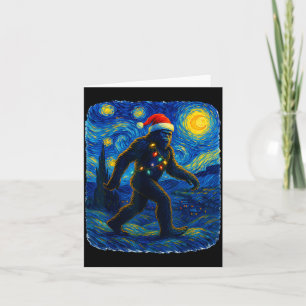 Tarjeta Sasquatch Navidad Bigfoot Sombrero Santa Van Gogh 