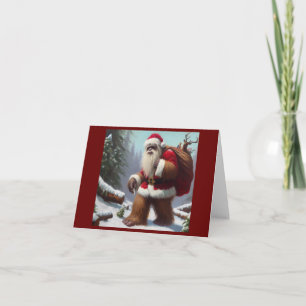 Tarjeta Sasquatch Santa Claus