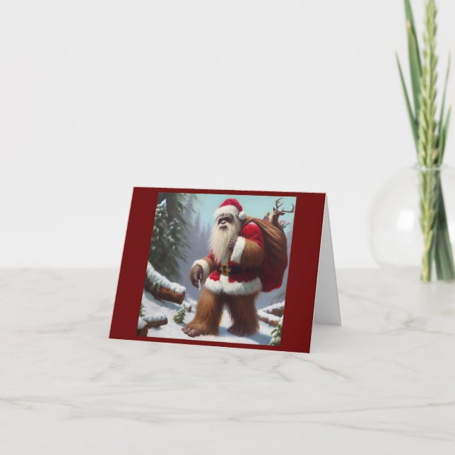 Tarjeta Sasquatch Santa Claus (Anverso)