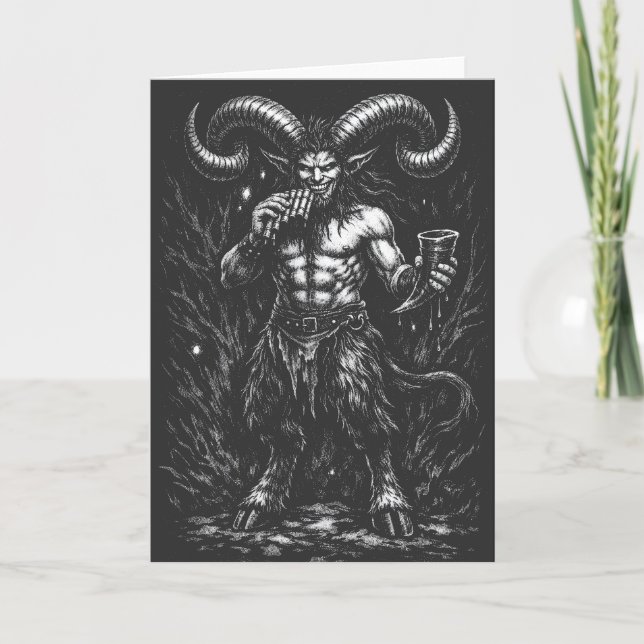 Tarjeta Sátiro Invernal Cornudo — por BurnsInHell (Anverso)