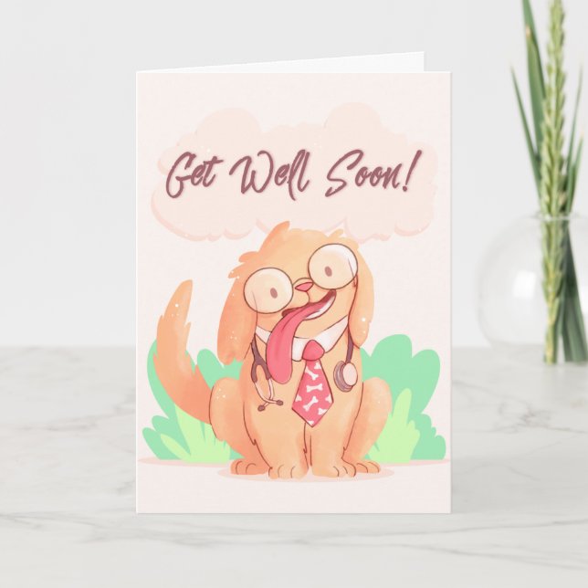 Tarjeta Satisfacer pronto al Personalizado Doggy Greeting (Anverso)