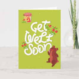 Tarjeta Satisfacer pronto el oso lindo con saludo de merme