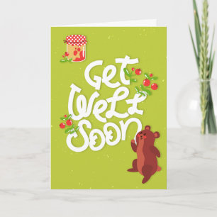 Tarjeta Satisfacer pronto el oso lindo con saludo de merme