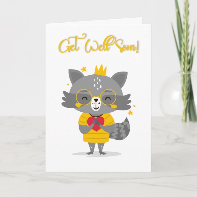 Tarjeta Satisfacer pronto el saludo de Racoon Personalizad (Anverso)