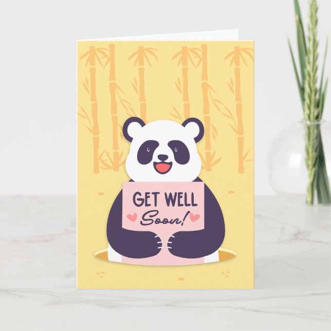 Tarjeta Satisfacer Pronto El Saludo Del Oso De Panda (Anverso)