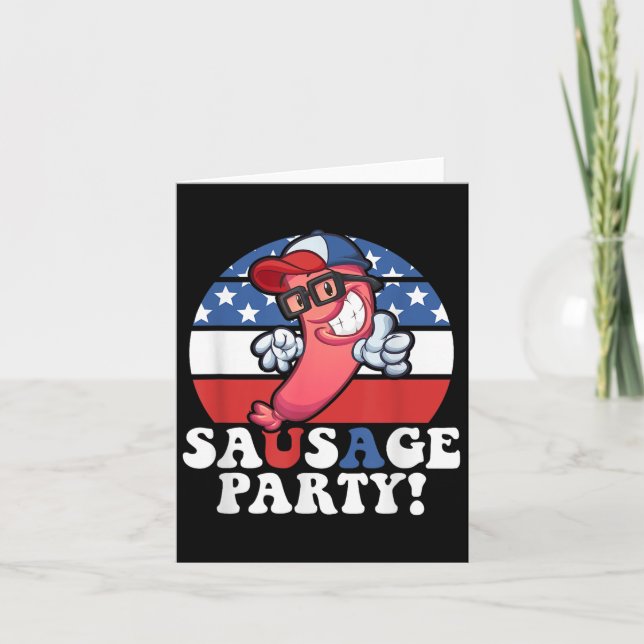 Tarjeta Sausage Party American Flag Usa Bbq Funny 4th Of J (Anverso)