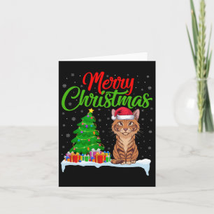 Tarjeta Savannah Cat Christmas Tree Enfoca Navidad Savanna