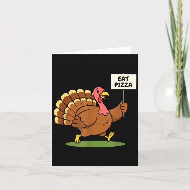 Tarjeta Save A Turkey, Eat Zza Funny Thanksgiving Design F (Anverso)