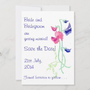 Tarjeta 'Save the Date' Sweet Pea Rosa y Azul
