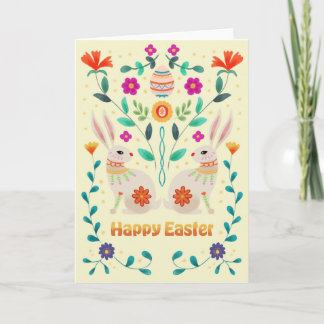 Tarjeta Scandinavian Folk Easter Bunnies 