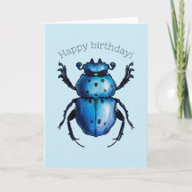 Scarab Beetle Art Blue Entomology Inspire Cumpleañ