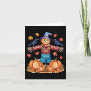 Tarjeta Scarecrow Otoño Hola Caída Calabaza Acción de Grac