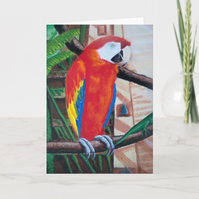 Tarjeta Scarlet Macaw Wildlife Bird Greet Card Arte (Anverso)