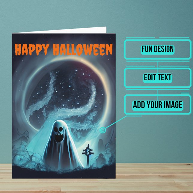 Tarjeta Scary Ghost Halloween (Send a special greeting to a friend at Halloween with this fun card.)