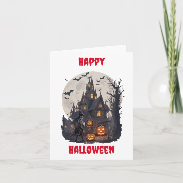 Tarjeta Scary Halloween Design Greet Card (Anverso)