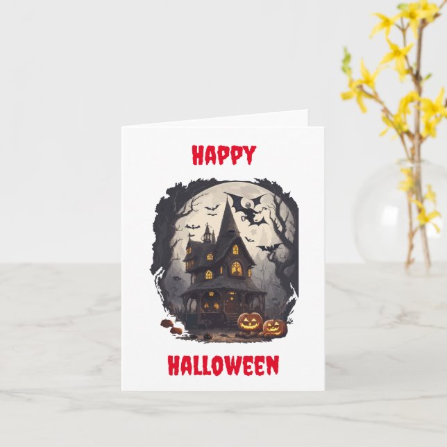 Tarjeta Scary Halloween Design Greet Card (flor amarilla)
