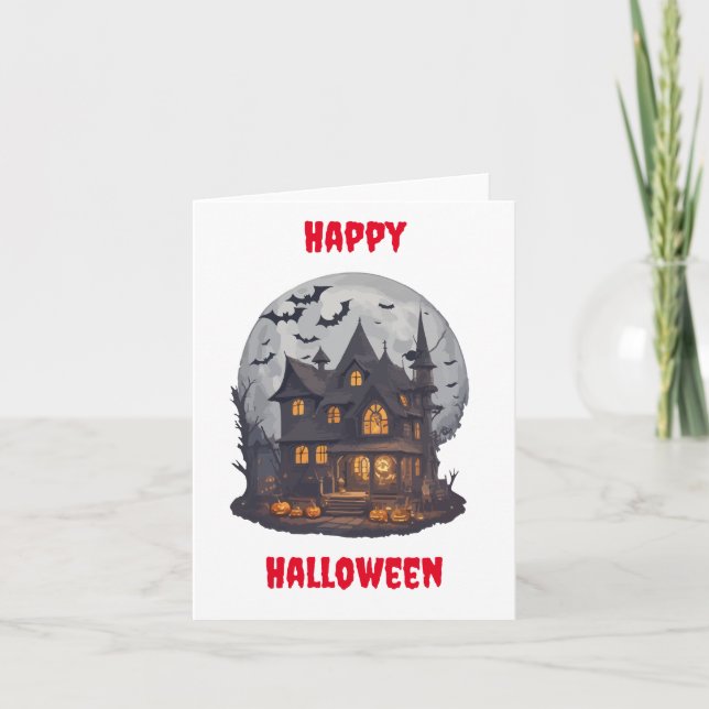 Tarjeta Scary Halloween Design Greet Card (Anverso)